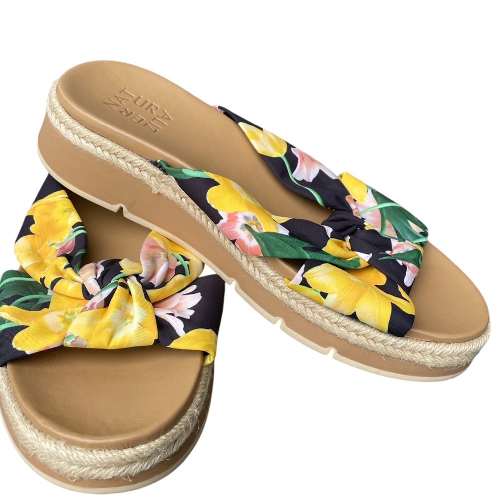Naturalizer tropical floral slide sandals size 9 comfy slip on vacation ready